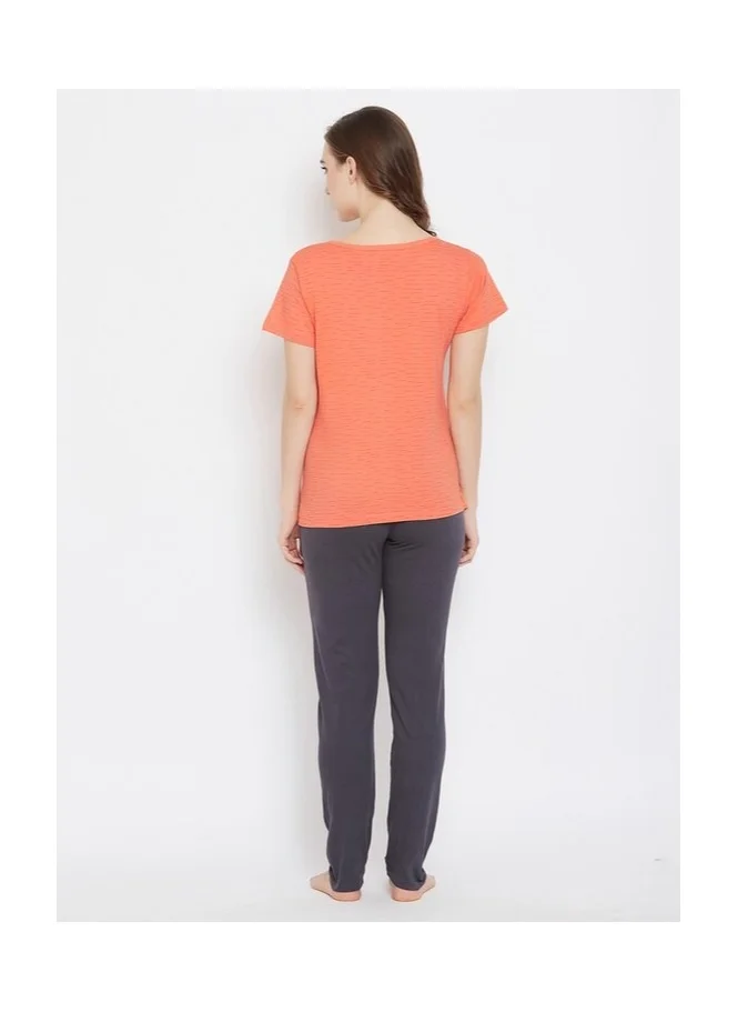 Clovia Lazy Lounge Top & Pyjama   - 100% Cotton