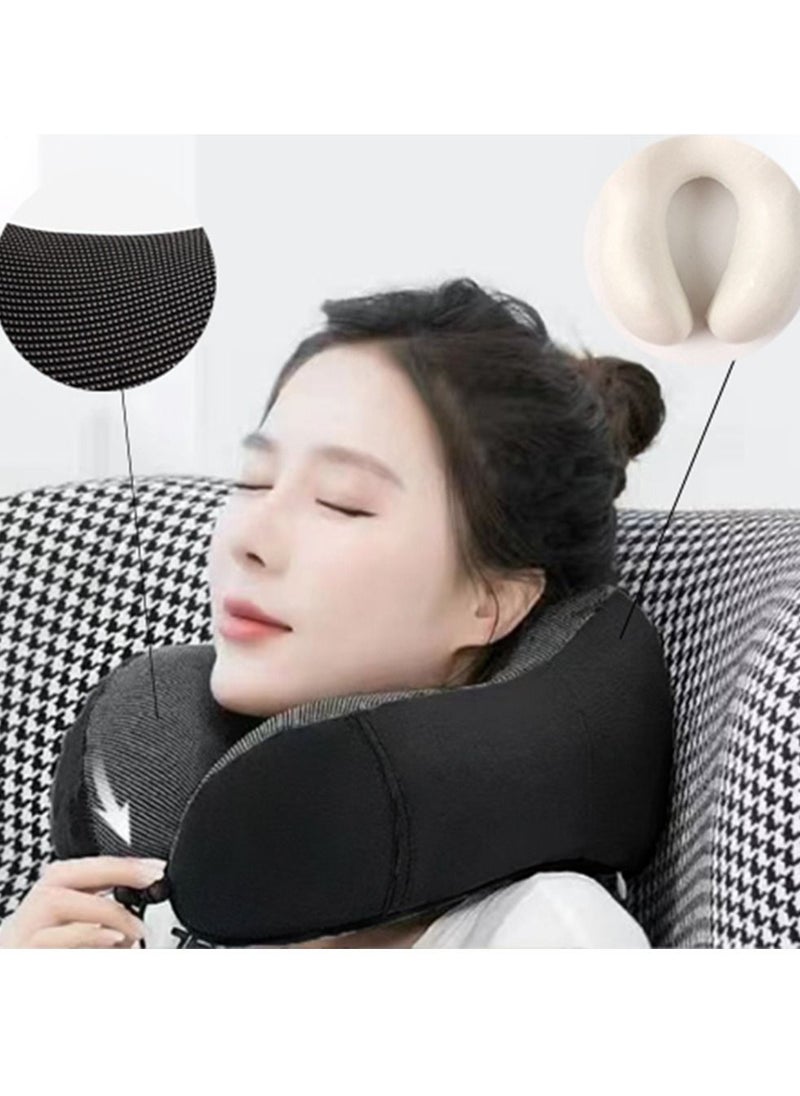 HomarKet Travel Pillow Kit Comfortable & Breathable Memory Foam Neck Pillow with 3D Sleep Mask, Earplugs and Luxury Bag  - Image 2