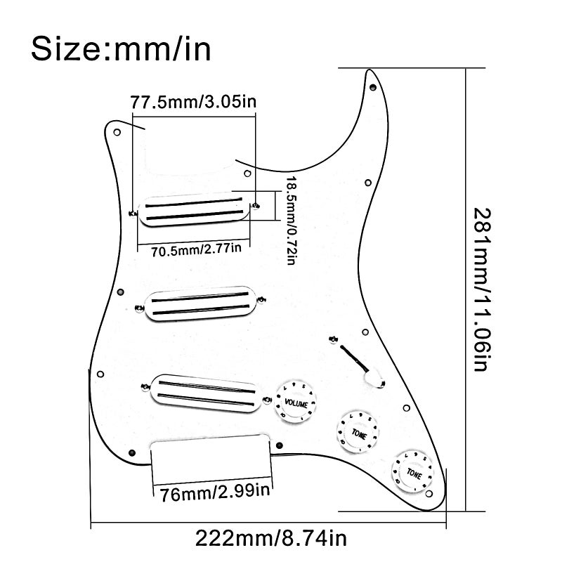 SAPHUE SSS 3x Mini Humbucker Electric Guitar Pickguard 9K/9K/9K Loaded Prewired Scratchplate for ST Style Guitar Multi Colour Available (Tortoise Shell) - Image 2