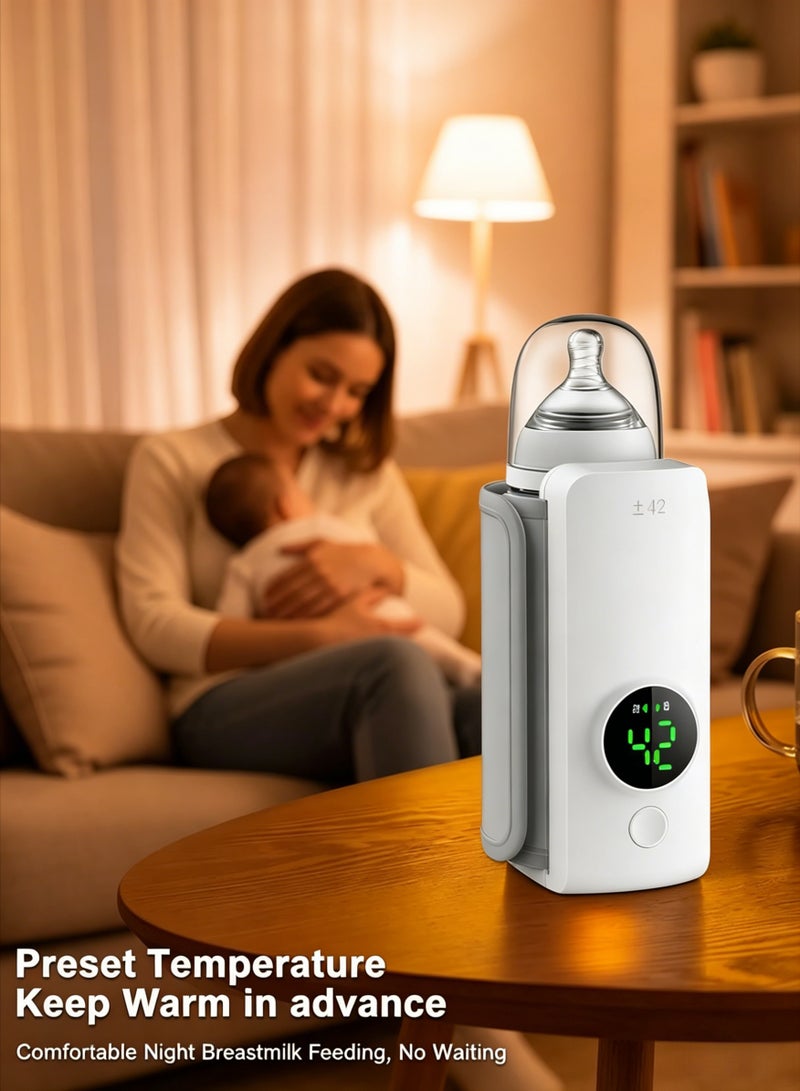 AETHER Portable Baby Bottle Warmer, 6-Level Precise Temperature Control with 20-Min Fast Heating, 2000mAh Battery Lasts Up to 4 Hours, Waterless Leak-Proof Design for Travel, Outdoor and Home Baby Feeding - Image 2