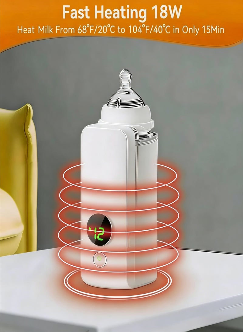 AETHER Portable Baby Bottle Warmer, 6-Level Precise Temperature Control with 20-Min Fast Heating, 2000mAh Battery Lasts Up to 4 Hours, Waterless Leak-Proof Design for Travel, Outdoor and Home Baby Feeding - Image 4
