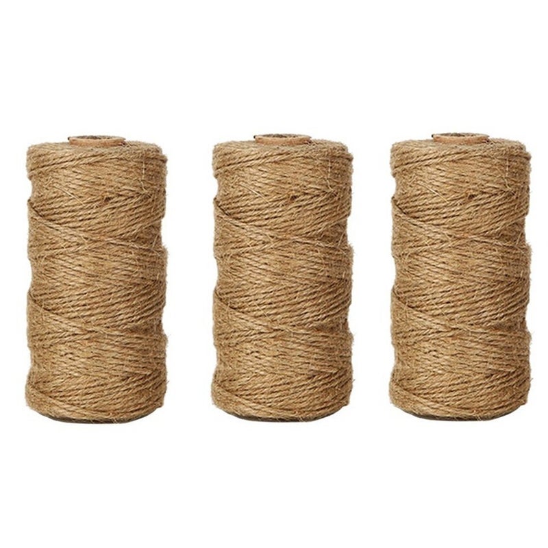 KINGLAKE 984 Feet Jute Twine 3 Pcs X 328 Feet Christmas Twine Best Arts Crafts Gift Durable Packing String Brown