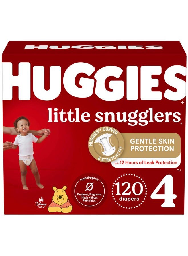 HUGGIES Baby Diapers Size 4 (22-37 lbs), 120ct, Huggies Little Snugglers - Image 1