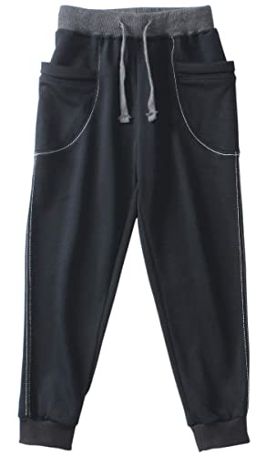 BINPAW Boy's Cotton Jogger Sports Sweat Pants Sweatpants with Side Pockets, Black, 6T-7T(6-7Years)=Tag 130 - Image 4