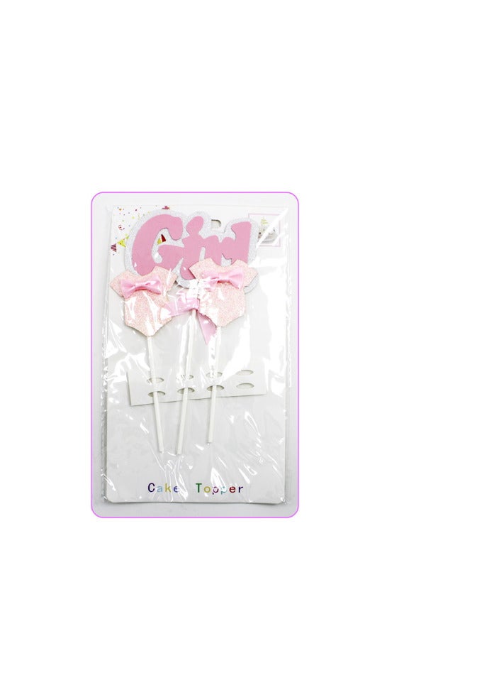 PARTY FUN Cake Topper Decoration - Set of 3 in Pink  - Image 2