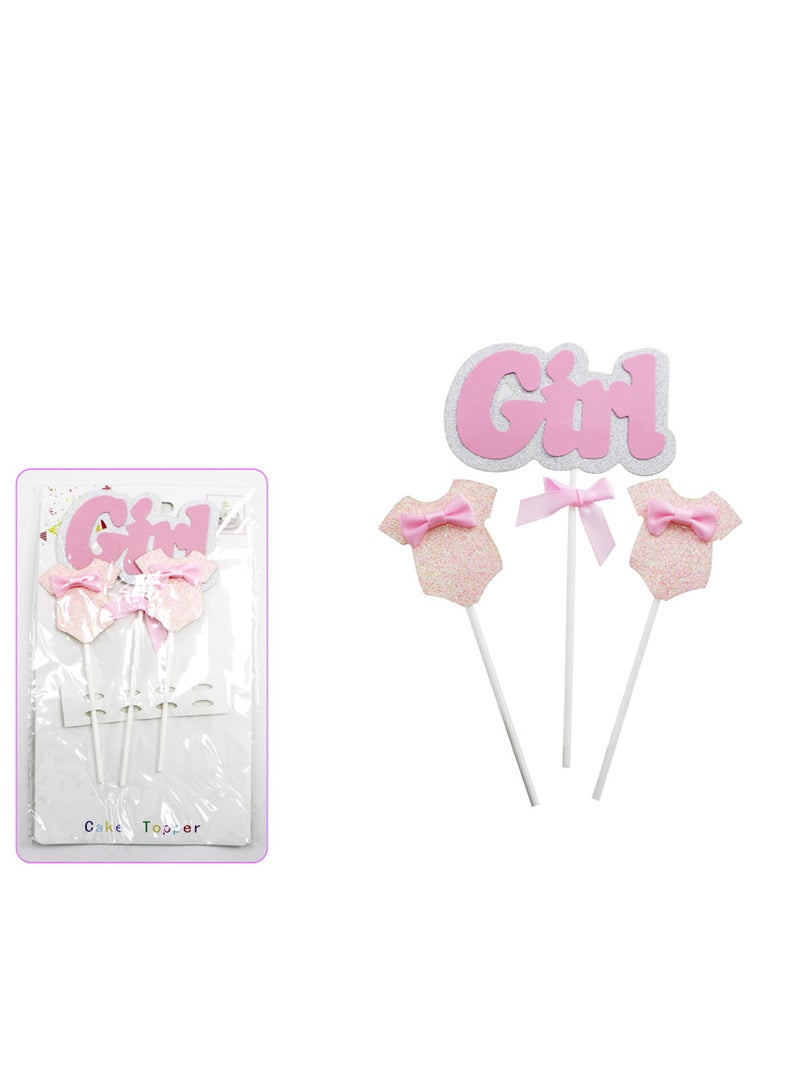 PARTY FUN Cake Topper Decoration - Set of 3 in Pink  - Image 3