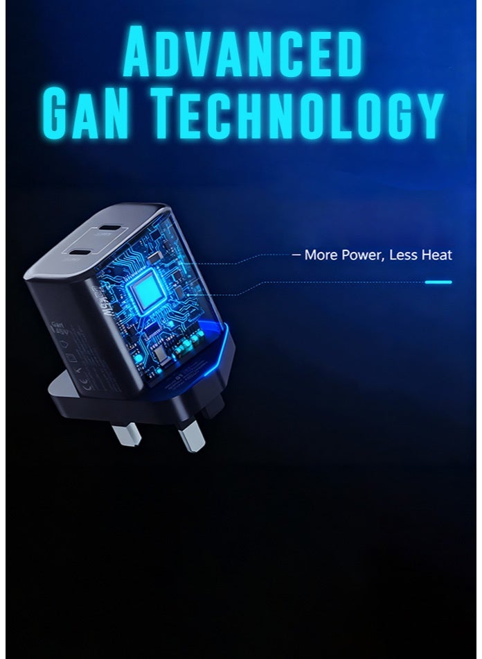 Best 45W GaN Super Fast Charger – UK 3-Pin Wall Plug Adapter | Dual Type-C Output with Smart Power Distribution & Smart Safety Chip | Ideal for Phones, Tablets & Laptops - Image 5