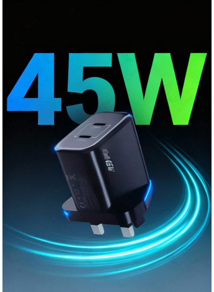 Best 45W GaN Super Fast Charger – UK 3-Pin Wall Plug Adapter | Dual Type-C Output with Smart Power Distribution & Smart Safety Chip | Ideal for Phones, Tablets & Laptops - Image 3