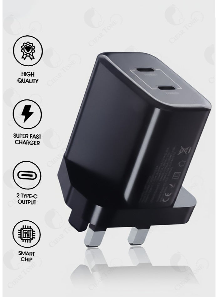 Best 45W GaN Super Fast Charger – UK 3-Pin Wall Plug Adapter | Dual Type-C Output with Smart Power Distribution & Smart Safety Chip | Ideal for Phones, Tablets & Laptops - Image 2