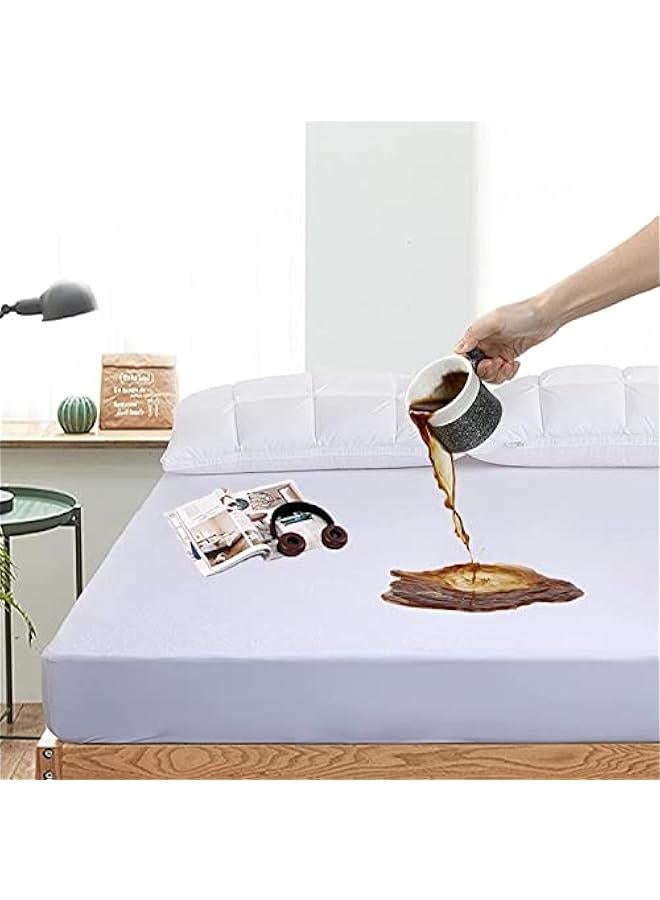 MOXO Premium  Waterproof Mattress Protector Mattress Cover Breathable Fabric Cooling Mattress Pad Cover Smooth Soft Noiseless Washable Fitted 30CM Deep Pocket Queen Plus Size 180x20030CM) - Image 1