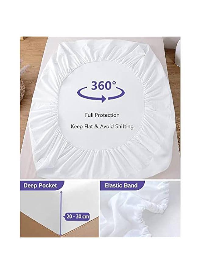 MOXO Premium  Waterproof Mattress Protector Mattress Cover Breathable Fabric Cooling Mattress Pad Cover Smooth Soft Noiseless Washable Fitted 30CM Deep Pocket Queen Plus Size 180x20030CM) - Image 3