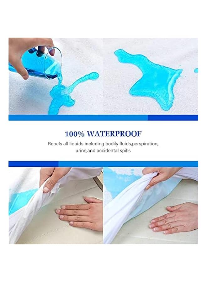 MOXO Premium  Waterproof Mattress Protector Mattress Cover Breathable Fabric Cooling Mattress Pad Cover Smooth Soft Noiseless Washable Fitted 30CM Deep Pocket Queen Plus Size 180x20030CM) - Image 2