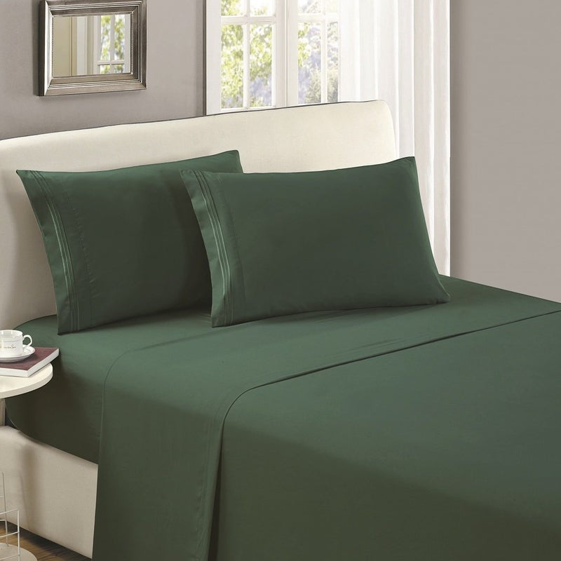 Mellanni King Flat Sheet Only - Iconic Collection Bedding Sheets - Hotel Luxury  Extra Soft  Cooling Top Sheet - Easy Care - Wrinkle  Fade  Stain Resistant - 1 PC (King  Emerald Green) - Image 2