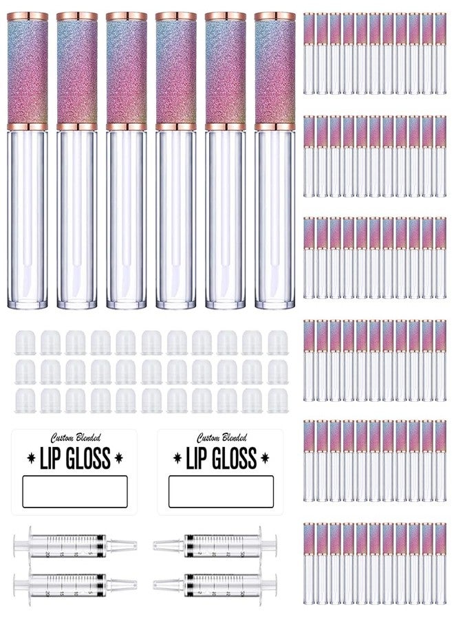 AMORIX 72 Pack 5ml Rainbow Lip Gloss Tubes with Wand 5ml Lip Gloss Containers Empty Lipgloss Bottles + 4pcs Syringes for DIY Lip Gloss Balm - Image 1