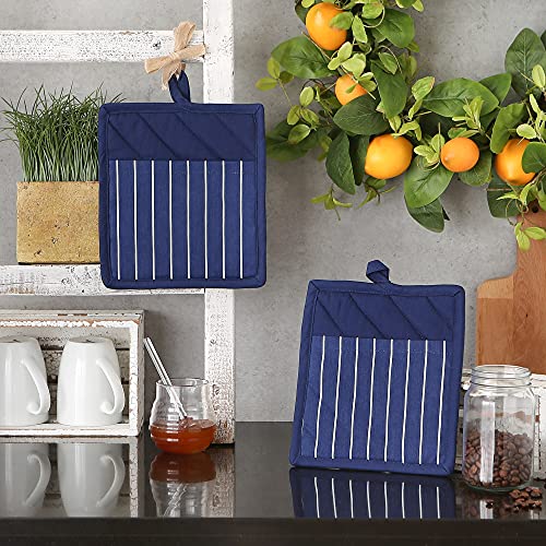 DII Professional and Commercial Grade, Chef Stripe Kitchen, Potholders, Nautical Blue - Image 4