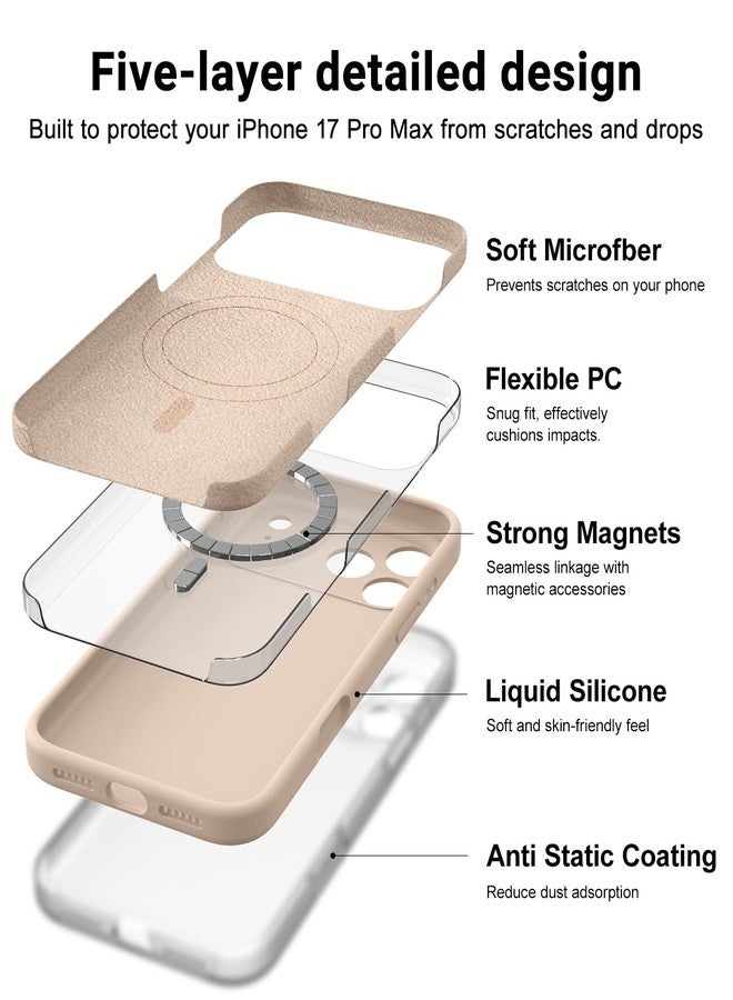 OTOFLY Magnetic for iPhone 17 Pro Max Case,Compatible with Magsafe,Classic Liquid Silicone Mobile Phone Case,Integrated Camera Control Button,Anti-Scratch Microfiber Lining,Light Coffee Brown - Image 4