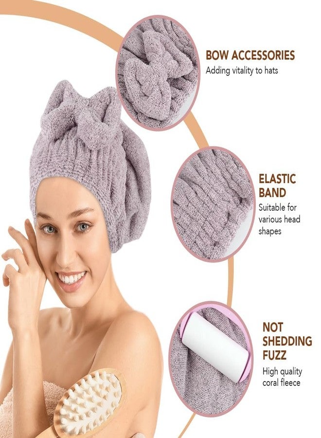 SUNLAND Large Microfiber Hair Drying Caps with Bow knot Fast Drying Shower Cap Soft and Absorbent hairWrap Hair Turban Bath Caps for Curly Thick and wet Hair 11 X 13.4 inch 2 Pack Purple - Image 3