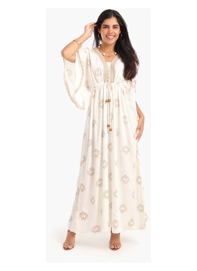 Clue Chic Printed V-Neck Dress  - Image 1