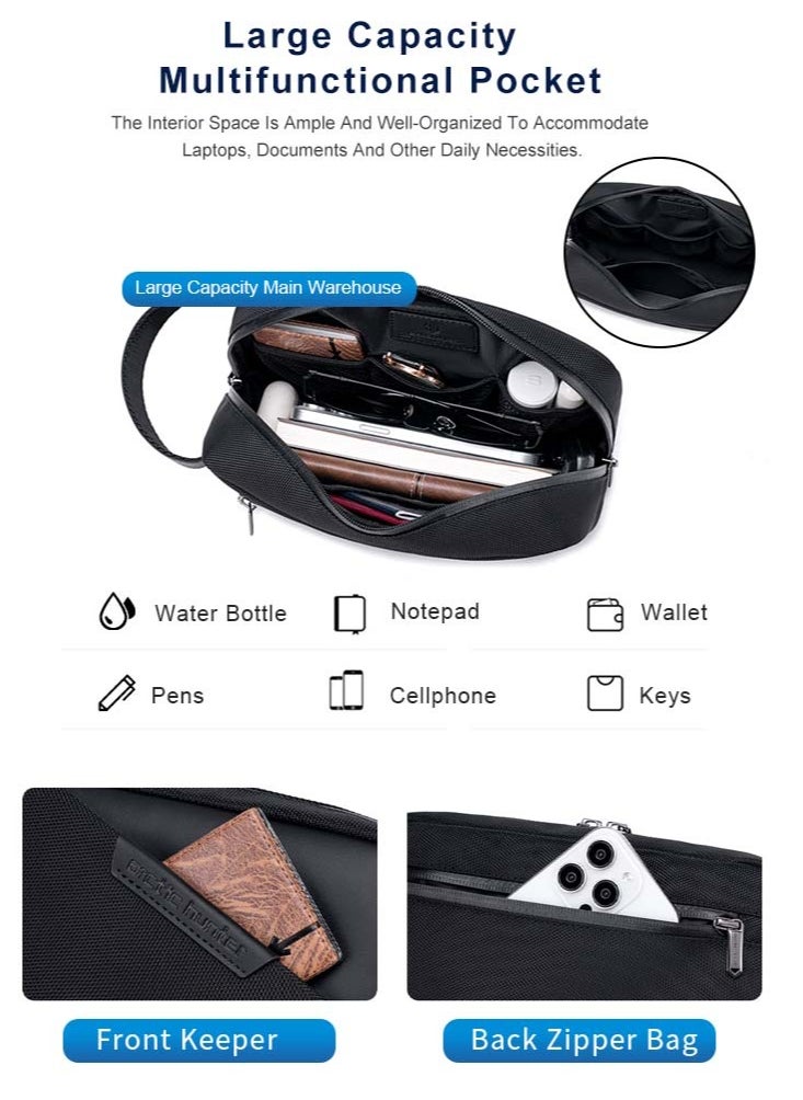 ARCTIC HUNTER Casual Travel Clutch Bag, Durable Phone Wallet  Handbag for Men, Black  - Image 5