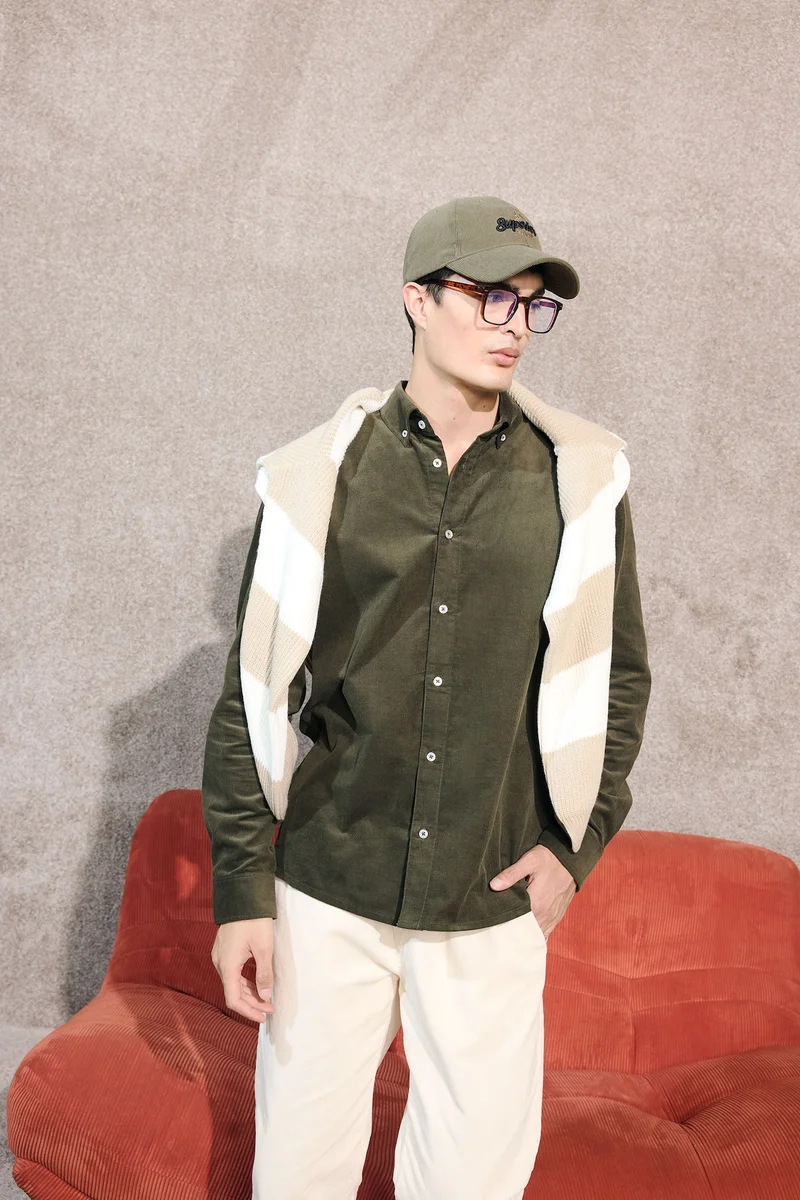 ديفاكتو Regular Fit Polo Shirt Velvet Long Sleeve Shirt