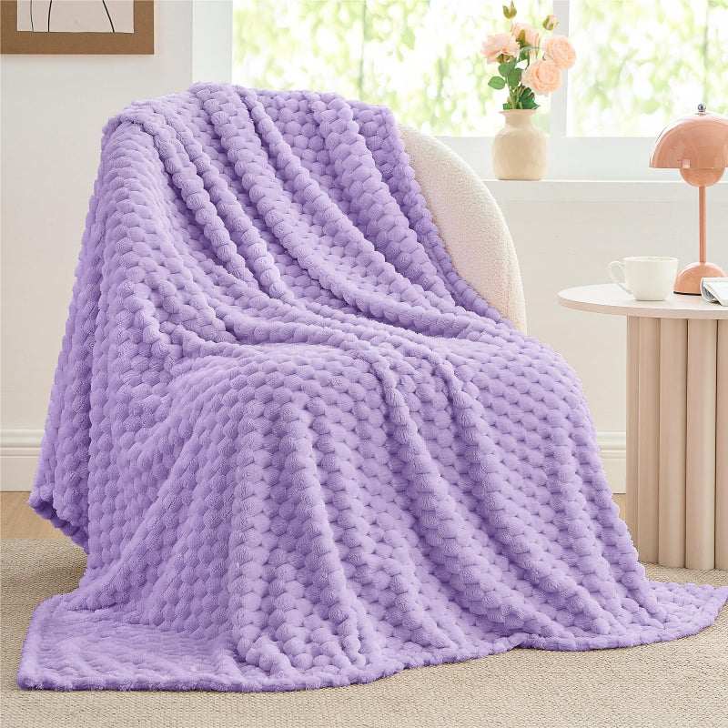 BEDELITE Fleece Throw Blanket for Couch & Bed - 3D Jacquard Decorative Lavender Blanket, Super Soft and Cozy Warm Fuzzy Blanket All Seasons Suitable, 50x60Inches - Image 1