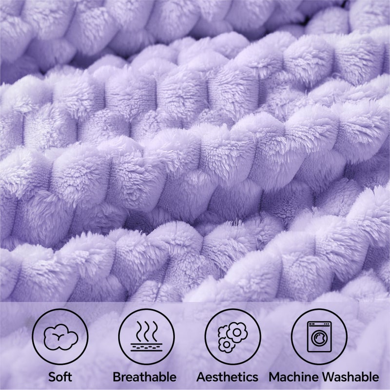 BEDELITE Fleece Throw Blanket for Couch & Bed - 3D Jacquard Decorative Lavender Blanket, Super Soft and Cozy Warm Fuzzy Blanket All Seasons Suitable, 50x60Inches - Image 3