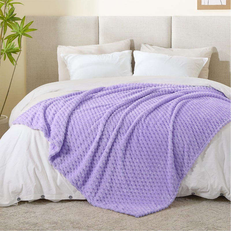 BEDELITE Fleece Throw Blanket for Couch & Bed - 3D Jacquard Decorative Lavender Blanket, Super Soft and Cozy Warm Fuzzy Blanket All Seasons Suitable, 50x60Inches - Image 5