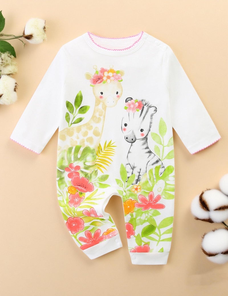 Hikido Newborn Cute Baby Girl Clothes Long Sleeve Baby Onesie Girl Cotton Footless Bodysuit White Outfit Baby 0-3 Months Clothes Girl Romper - Image 2