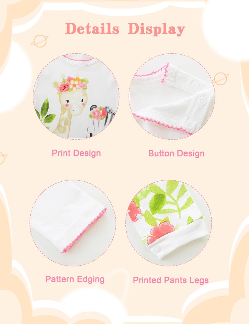 Hikido Newborn Cute Baby Girl Clothes Long Sleeve Baby Onesie Girl Cotton Footless Bodysuit White Outfit Baby 0-3 Months Clothes Girl Romper - Image 5