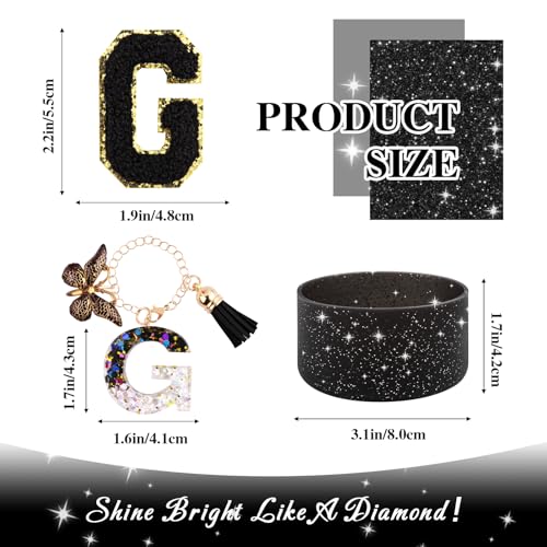 Lingdeer Black Cup Accessories Set for Stanley 30OZ & 40OZ Tumbler with Handle, Letter Charms, Bow & Diamond Straw Covers, Glitter Silicone Boot, Personalized Sticker for Stanley Cup Accessories (G) - Image 2