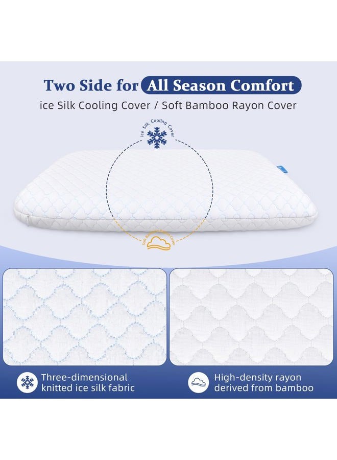 SofGlowly Thin Pillow 2.75'' H Gel Memory Foam Flat Pillow for Stomach and Back Sleepers - Image 2