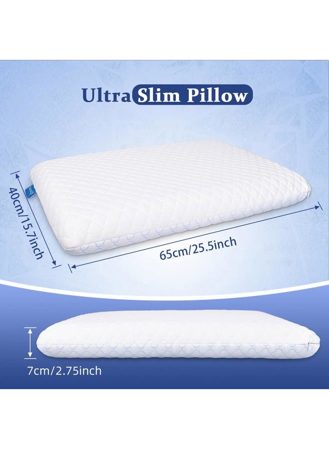 SofGlowly Thin Pillow 2.75'' H Gel Memory Foam Flat Pillow for Stomach and Back Sleepers - Image 4