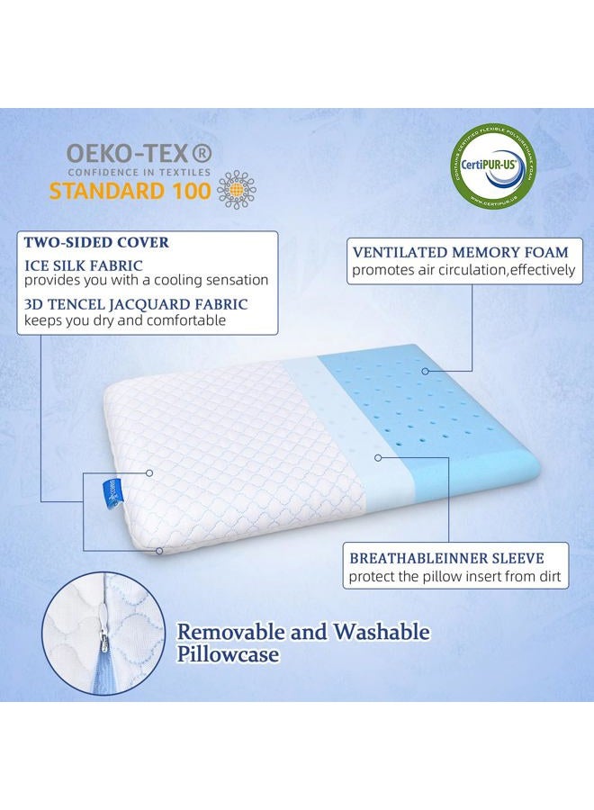 SofGlowly Thin Pillow 2.75'' H Gel Memory Foam Flat Pillow for Stomach and Back Sleepers - Image 3