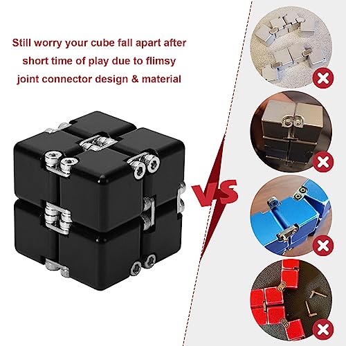 Lifidea Aluminum Alloy Metal Infinity Cube Fidget Cube (6 Colors) Handheld Fidget Toy Desk Toy with Cool Case Infinity Magic Cube Relieve Stress Anxiety ADHD OCD for Kids and Adults (Black) - Image 4