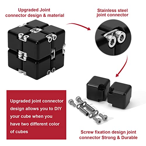 Lifidea Aluminum Alloy Metal Infinity Cube Fidget Cube (6 Colors) Handheld Fidget Toy Desk Toy with Cool Case Infinity Magic Cube Relieve Stress Anxiety ADHD OCD for Kids and Adults (Black) - Image 3