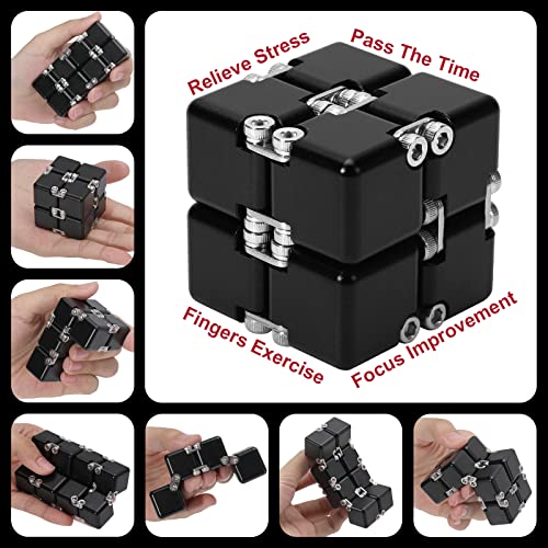 Lifidea Aluminum Alloy Metal Infinity Cube Fidget Cube (6 Colors) Handheld Fidget Toy Desk Toy with Cool Case Infinity Magic Cube Relieve Stress Anxiety ADHD OCD for Kids and Adults (Black) - Image 5