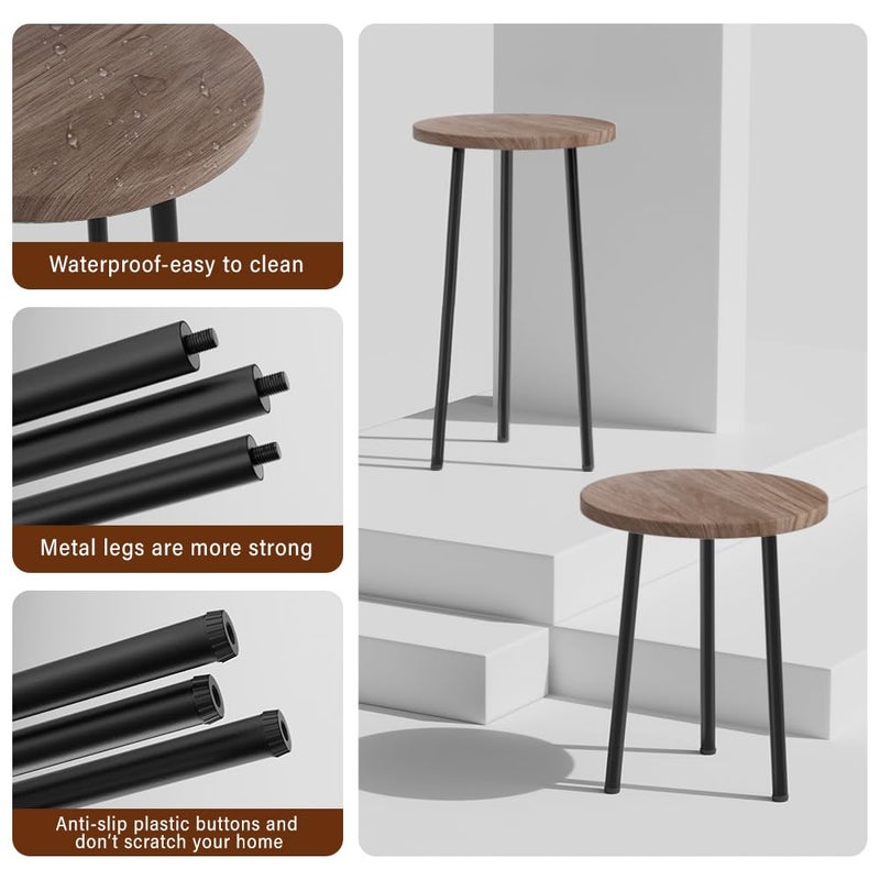 SAKSUN Plant Stand Indoor Tall: Corner Wood Plant Stand 2 Pack Mid Century Modern Decor - Small Round Plant Table for Indoor Plants - Outdoor Plant Holder for Patio Living Room Bathroom Office (Grey Wood) - Image 3