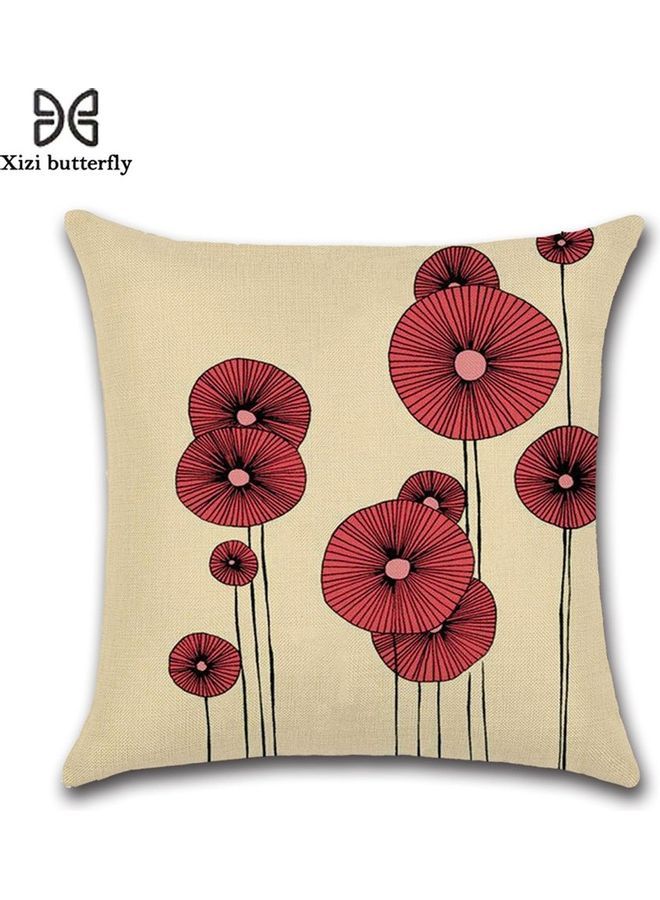 NIBEMINENT Abstract Lovely Printed Cushion Cover Beige/Red