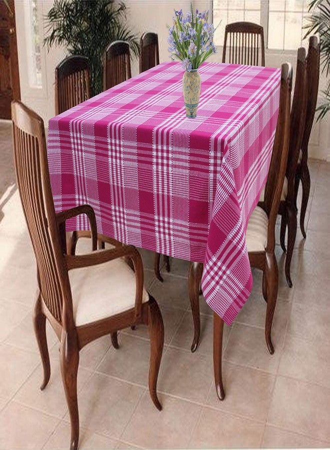 Airwill 100% Cotton Checkered Pattern 8 Seater Rectangle Table Cover Sized, 56x95 inches (Pink,White, Pack of 1) - Image 1