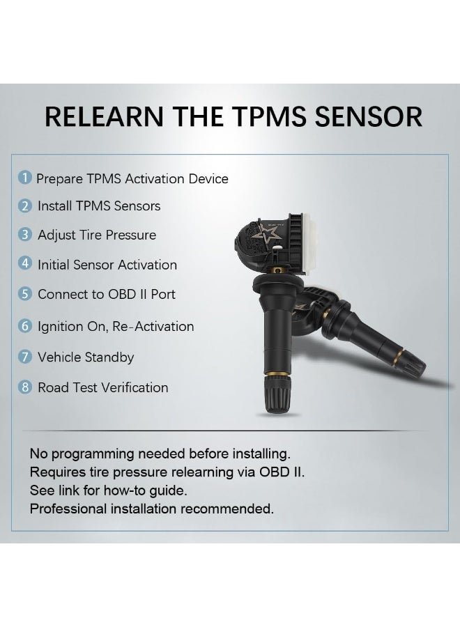 Valiant Glow TPMS Sensors 433MHz Replacement for Chevrolet GMC Cadillac Buick, 4 Pieces, Tire Pressure Monitoring System, OE# 13598773 - Image 5