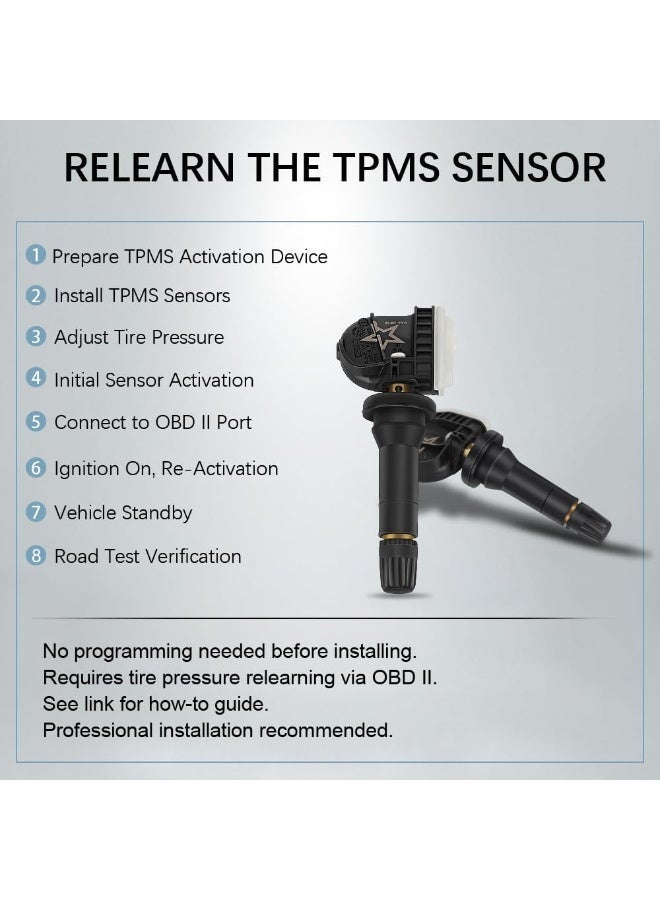 Valiant Glow TPMS Sensors 433MHz Replacement for Chevrolet GMC Cadillac Buick, 4 Pieces, Tire Pressure Monitoring System, OE# 13598773 - Image 5