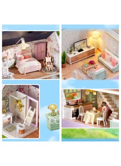 Flever Flever Dollhouse Miniature DIY House Kit Creative Room with Furniture for Romantic Valentine's Gift (Happy House)  - Image 4