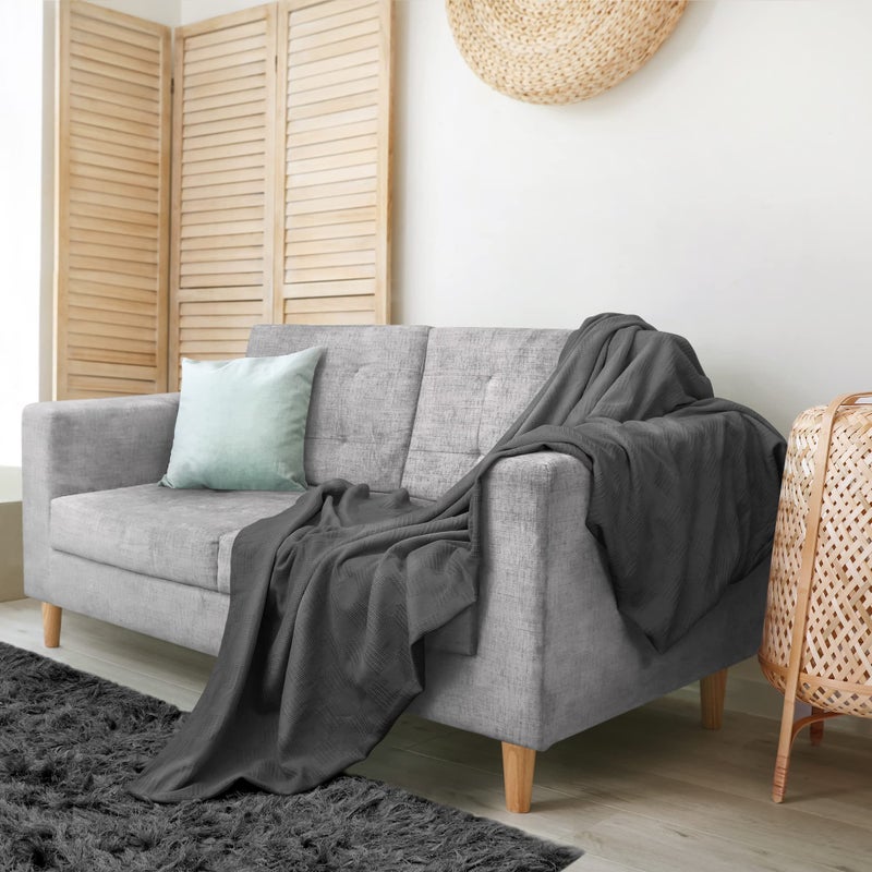 Utopia Bedding 100% Cotton Blanket (Throw Size - 60x50 Inches) 350GSM Lightweight Thermal Blanket  Soft Breathable Blanket for All Seasons (Smoke Gray) - Image 5