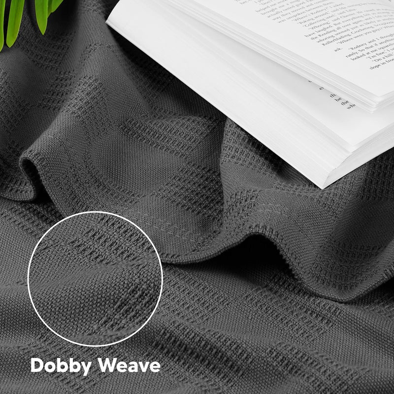 Utopia Bedding 100% Cotton Blanket (Throw Size - 60x50 Inches) 350GSM Lightweight Thermal Blanket  Soft Breathable Blanket for All Seasons (Smoke Gray) - Image 3