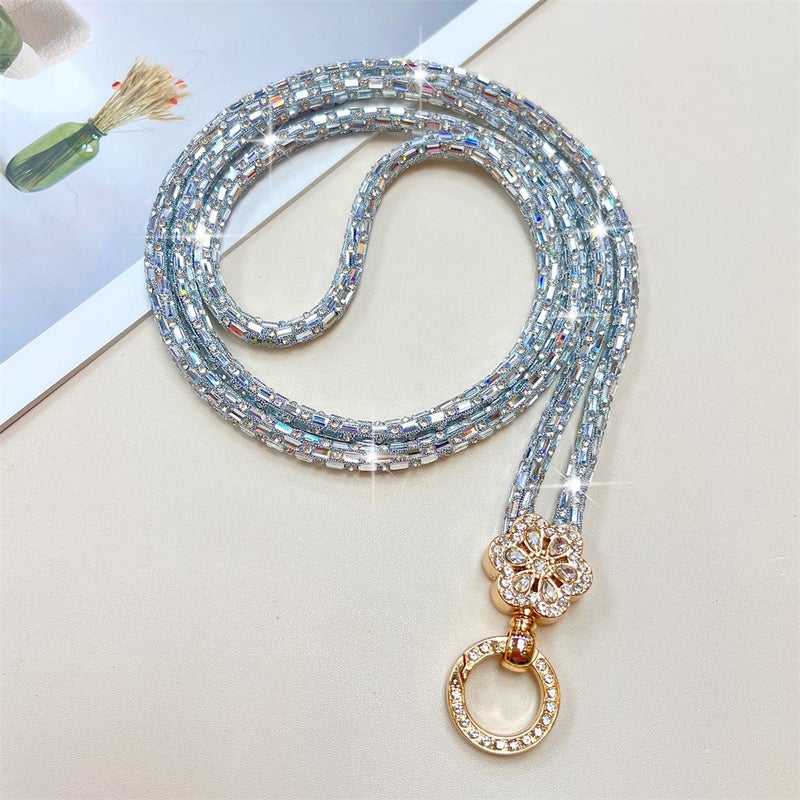Luxury Crystal Diamond Flower Crossbody Strap with Round Buckle - Anti-Lost Camera Chain - Image 5