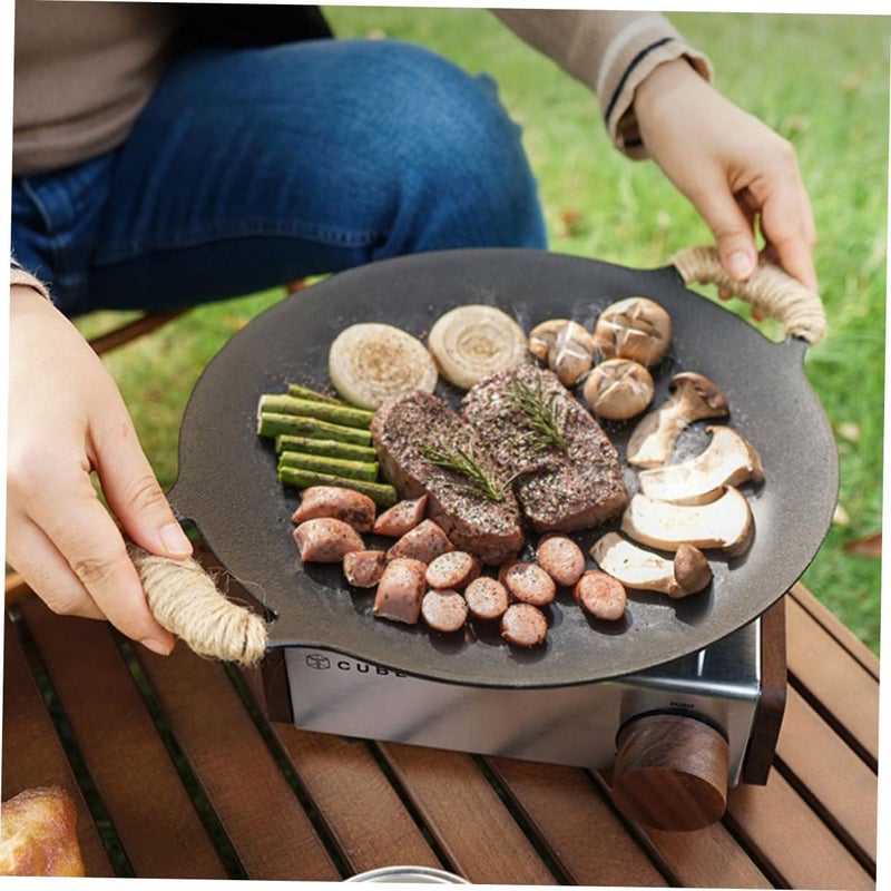 Hemobllo Cast Iron Outdoor Grill Pan Nonstick Bbq Meat Pan for Gas and Induction Stove, Heavy Duty Grilling Tray Suitable for Camping and Backyard Barbecue - Image 5