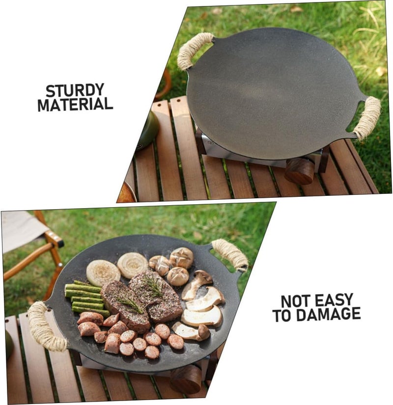 Hemobllo Cast Iron Outdoor Grill Pan Nonstick Bbq Meat Pan for Gas and Induction Stove, Heavy Duty Grilling Tray Suitable for Camping and Backyard Barbecue - Image 3