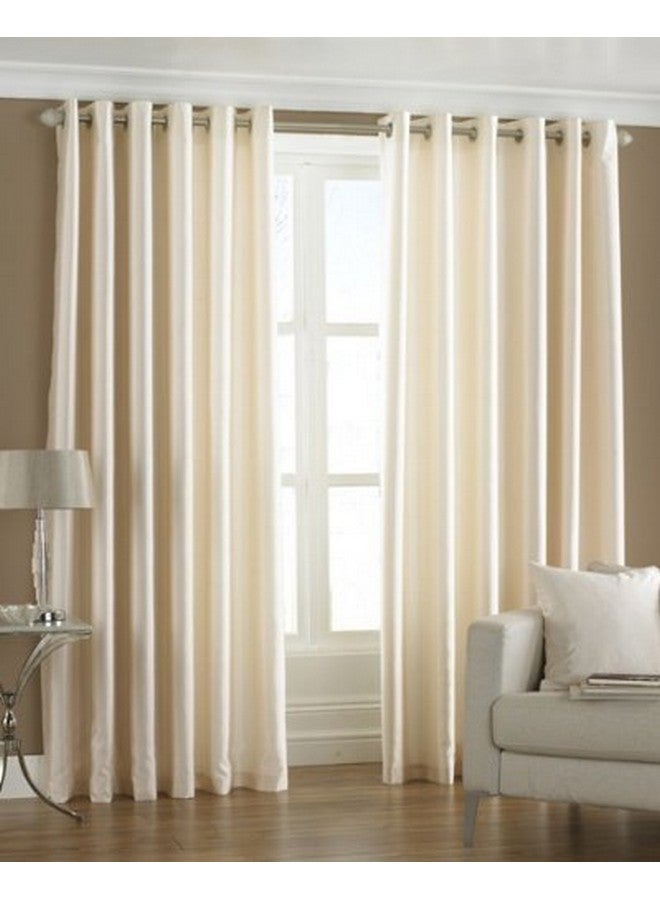 Exporthub 2 Piece Eyelet Polyester Long Door Curtain Set - 10ft Cream - Image 1
