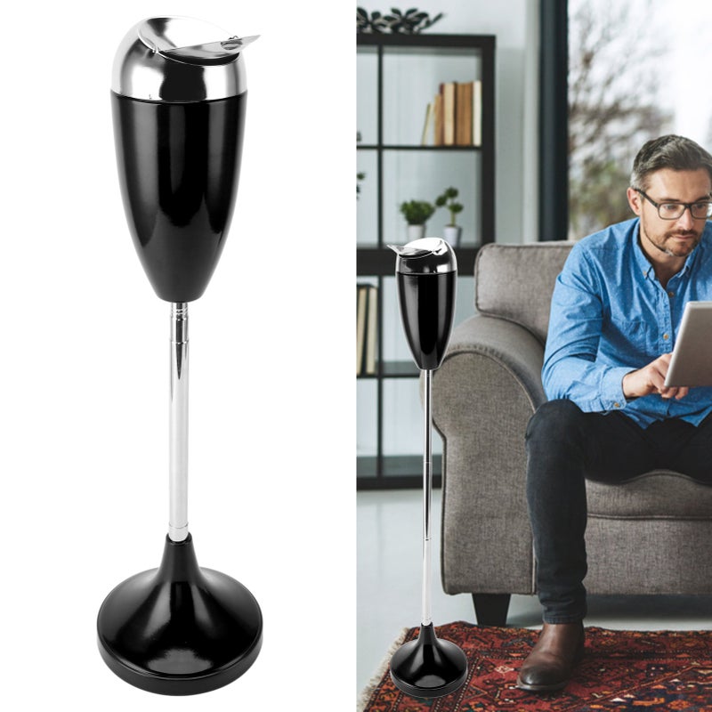 Outdoor Standing Ashtray with Lid Large Capacity Self Cleaning Detachable Adjustable Height Floor Standing Ash Tray for Home Patio Black - Image 5