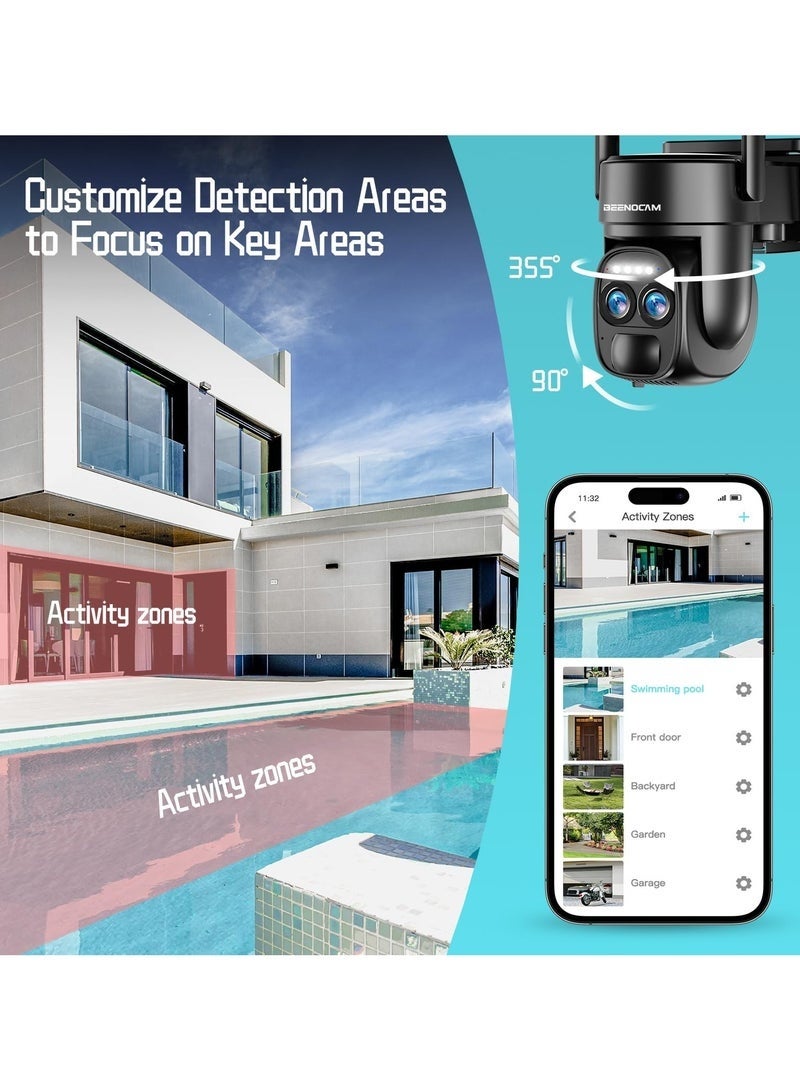 ASIV 4K Solar Wireless Security Camera, Smart Battery Camera - AI-Powered Event Detection, 360° PTZ + Dual Antennas + PIR Human Tracking, Spotlight Alarm, Color Night Vision, Outdoor Home Monitoring Device 8MP. - Image 2